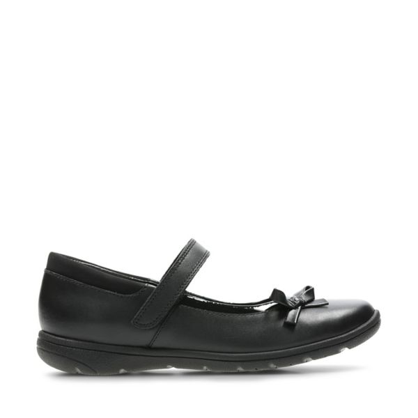 Clarks Girls Venture Star School Shoes Black | CA-4289603